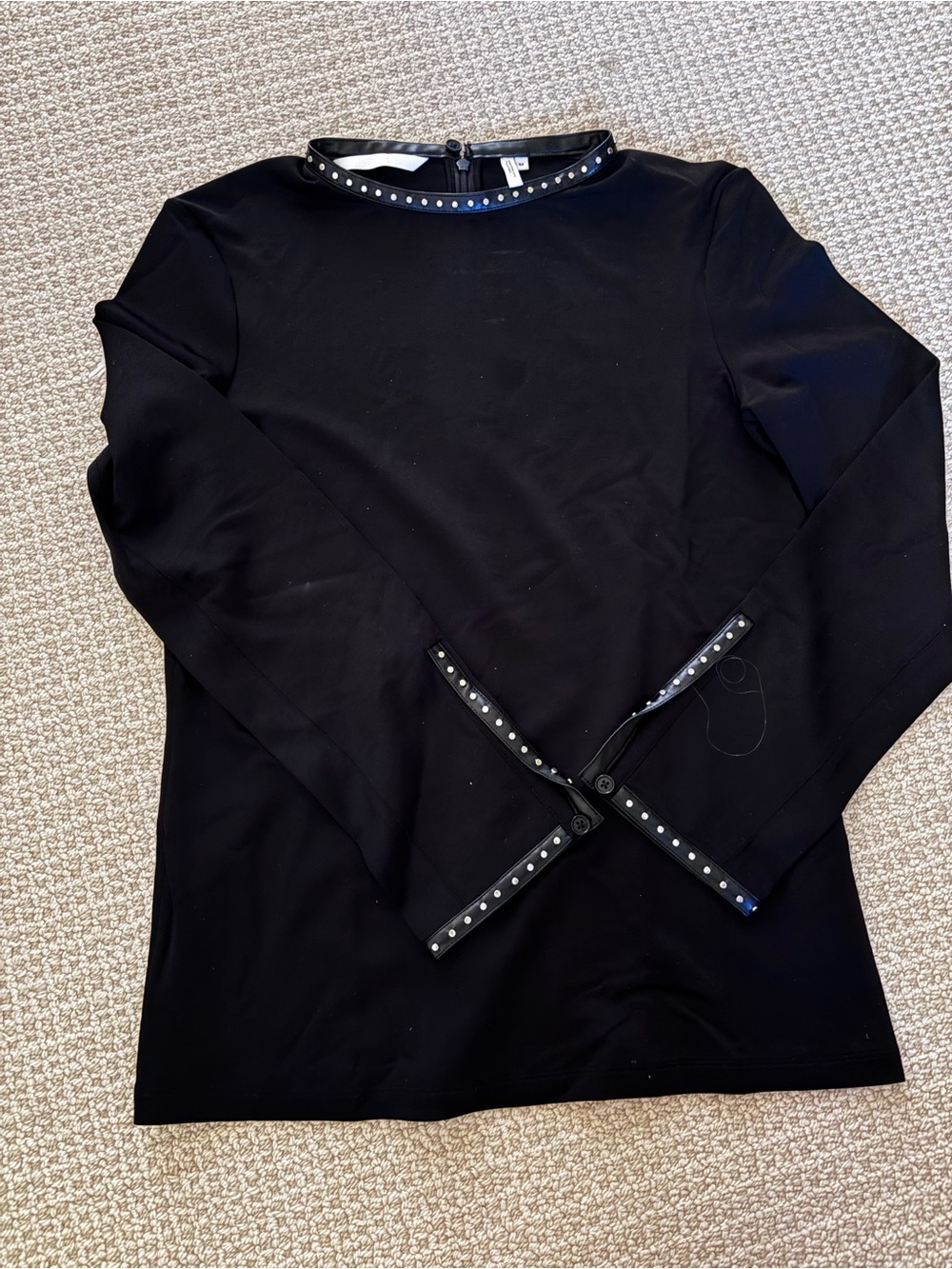 Helmut Lang Black Stud-Trim Long Sleeve Top
